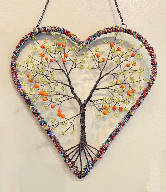 Wire Heart Tree of Life Red/Green 2601