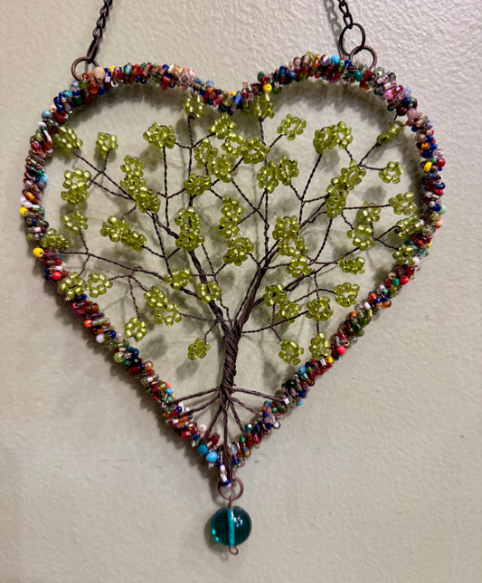 Wire Tree Heart Green Sm-Green  7"