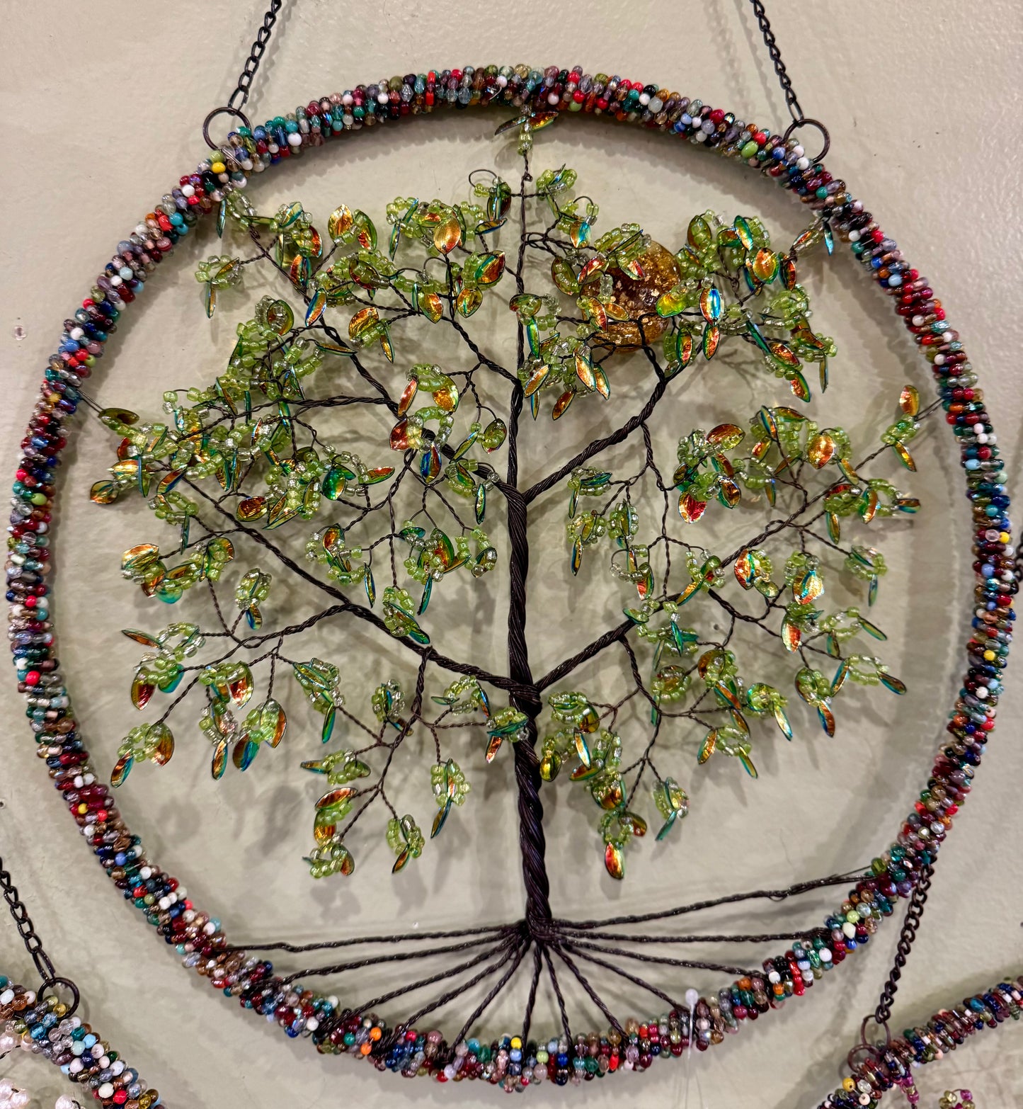 Wire Orange Tree Shimmer w/sun 12"