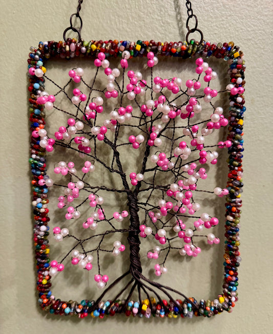 Wire Rectangle Tree Pink/White