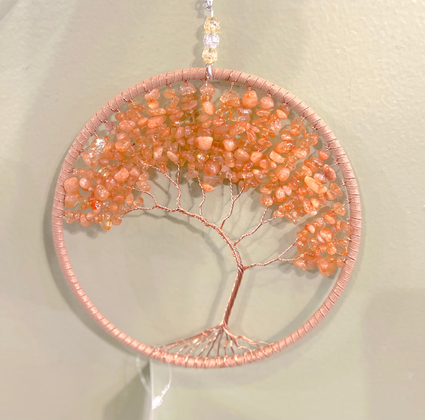 Beaded Tree of Life Dreams Catcher - Citrine