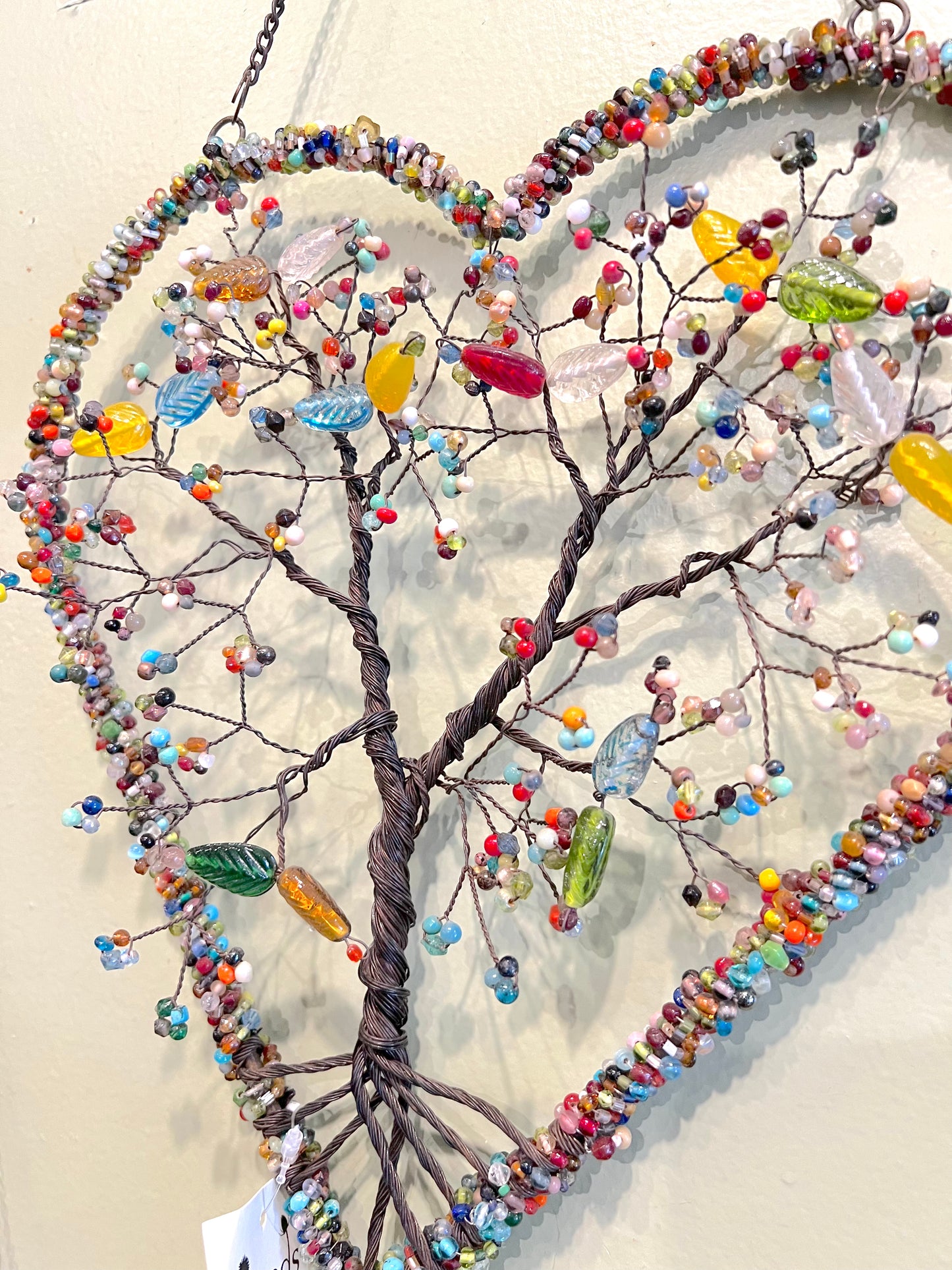 Wire Beaded Heart Tree - Leaf Shaped Beads