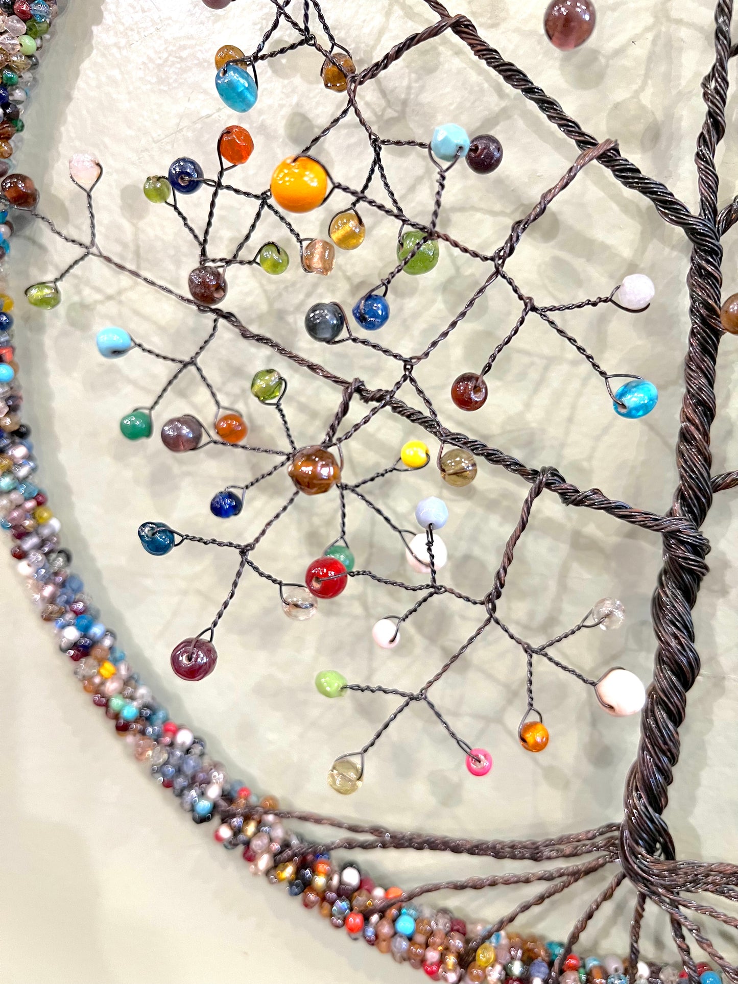 Wire Tree of Life Colorful Bead Leaves  5152