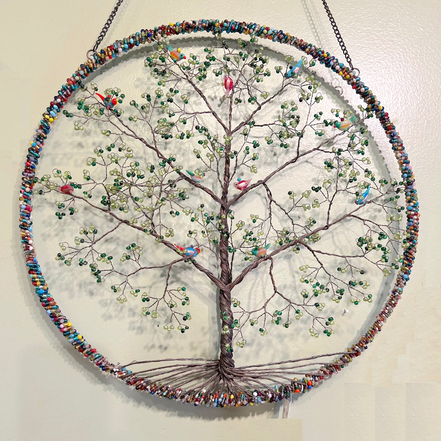 Wire Beaded Tree w/ Birds-2501 : 18" Bird