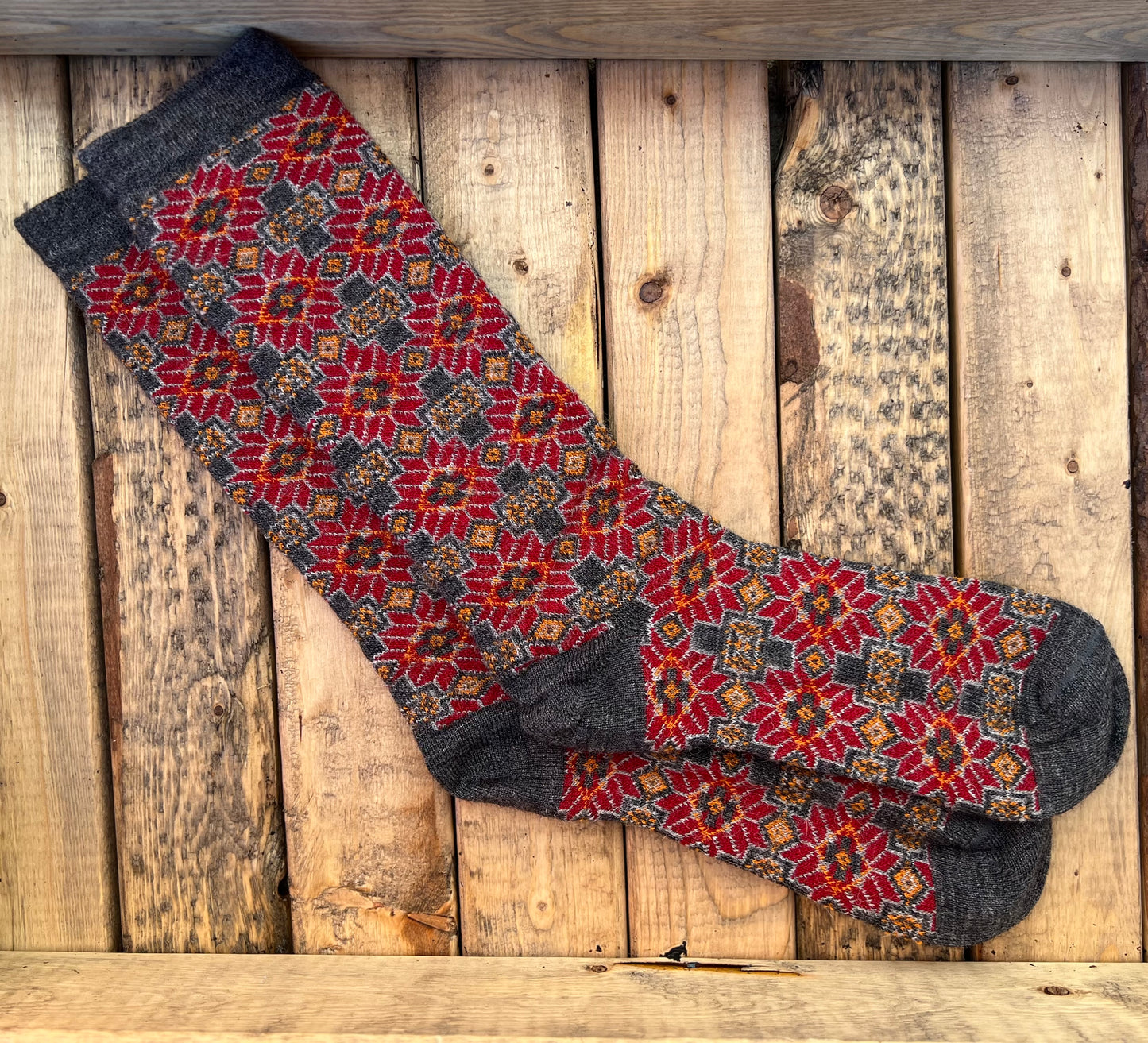 Alpaca Jacquard Fair Isle Star Lucerne Socks