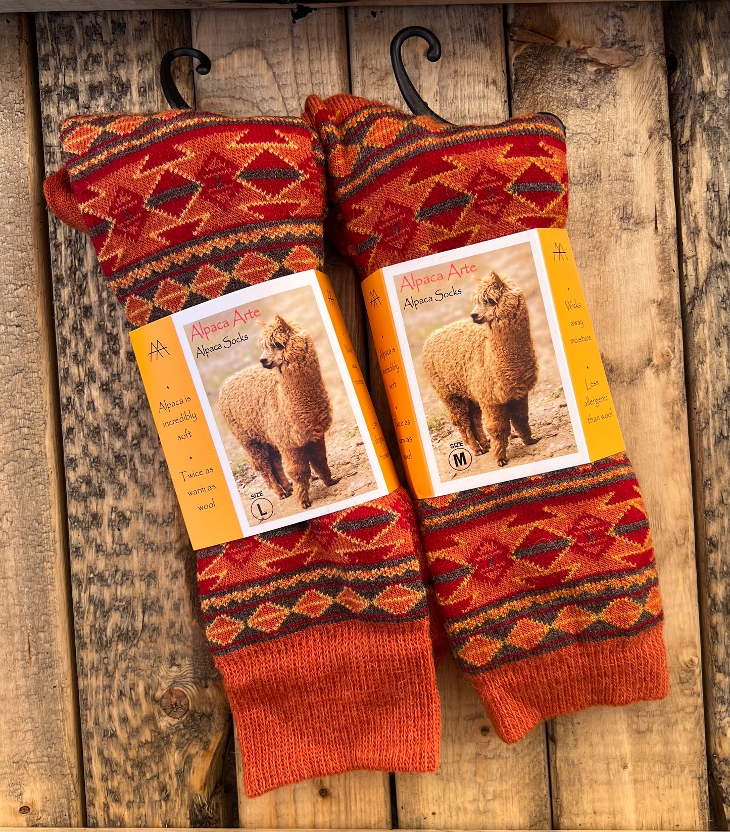 Alpaca Geometric Southwest Aztec Stripe Socks