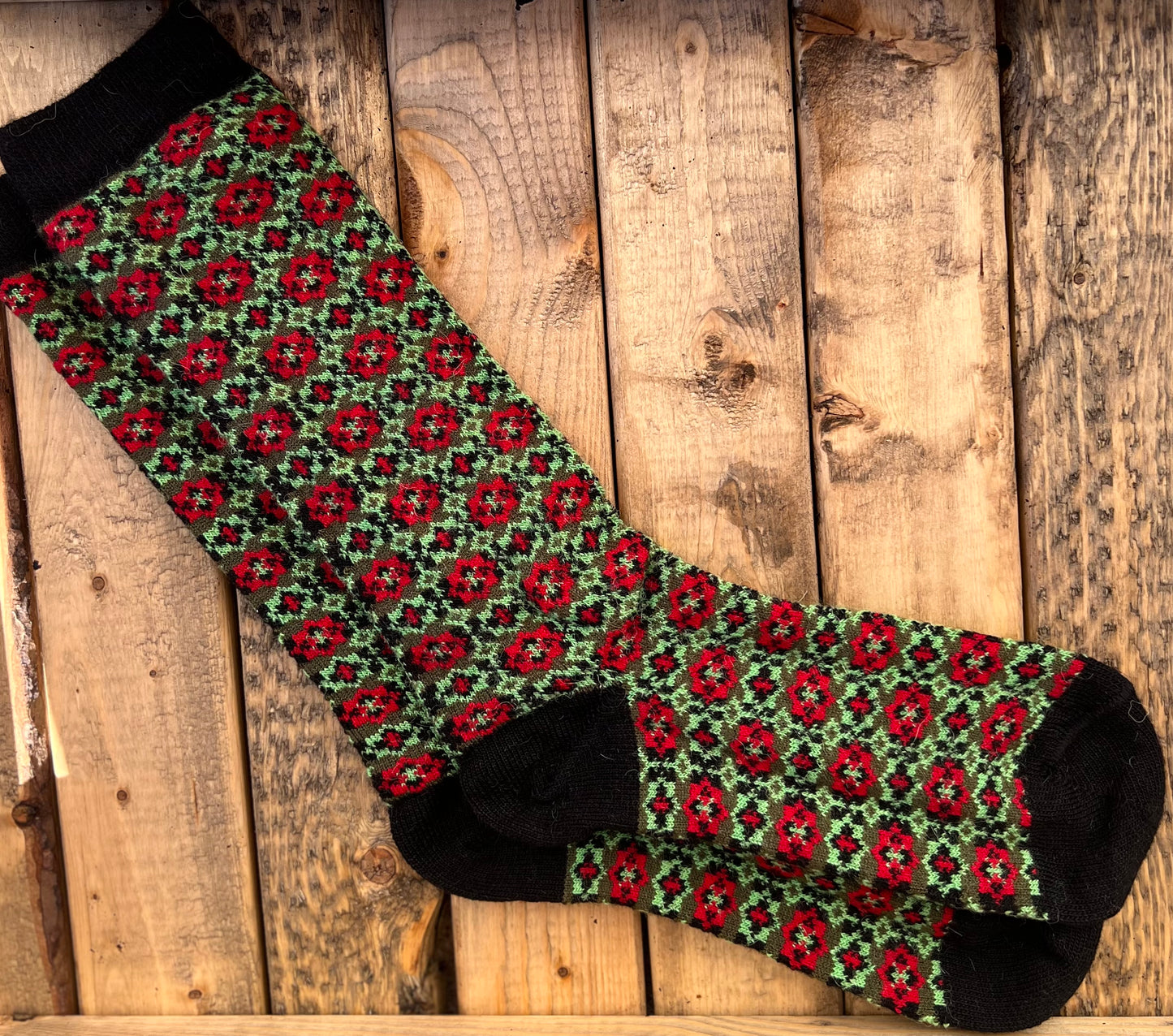 Alpaca Jacquard Geometric Mosaic Socks