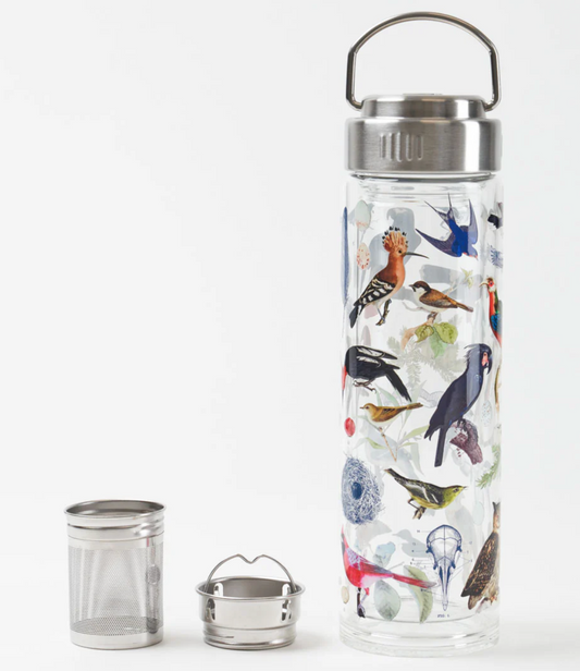 Birds Glass Tea Infuser Flask