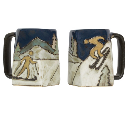 Mara Stoneware Skiers Square Mug