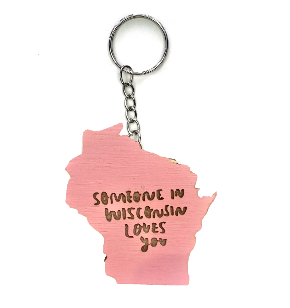 Wooden Wisconsin Keychain