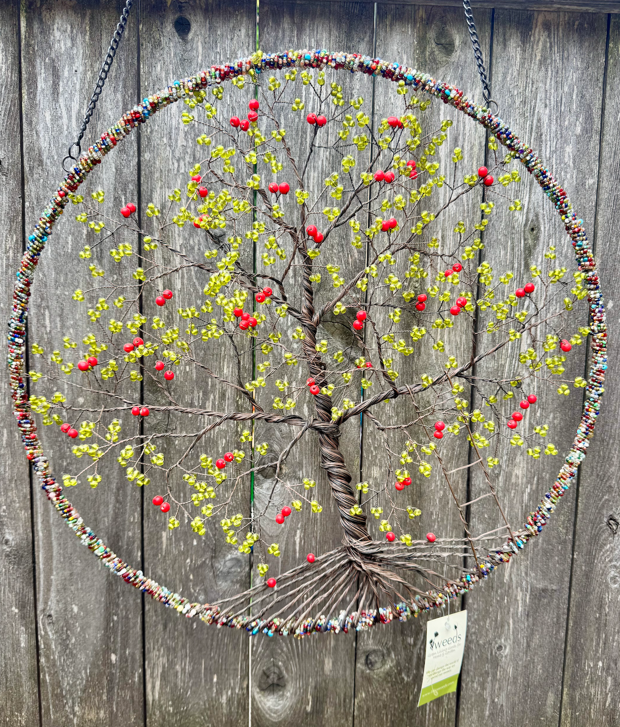 Wire Beaded Apple Tree 18"