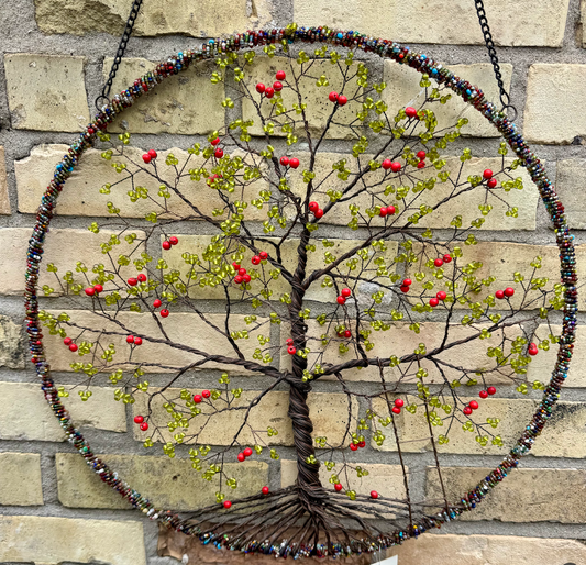 Wire Beaded Apple Tree 18"