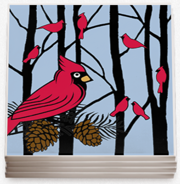 Coasters - Cardinal on Pinecone