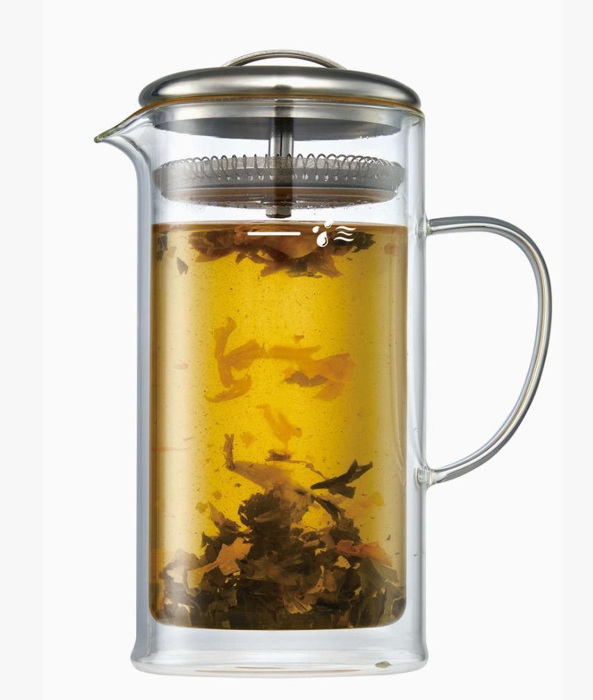 Double Wall 24oz Glass Strainer Teapot