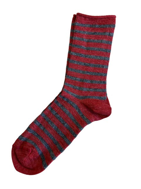 Alpaca Bamboo Roll Top Stripe Socks