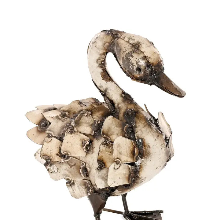 Recycled Metal Fluffy Goose Sculpture
