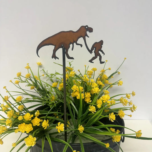 Rusty Bigfoot T-Rex Plant Stake