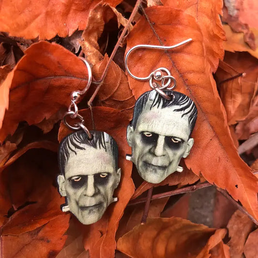 Wooden Earrings - Frankenstein