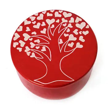 Red Tree of Hearts Soapstone Box