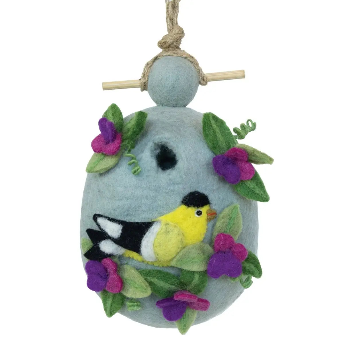 Felted Birdhouse Sweetpea Goldfinch