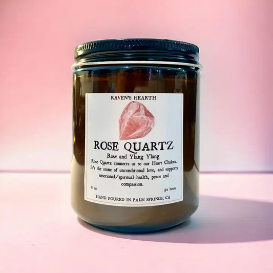 Rose Quartz Candle - Rose & Ylang ylang - Heart Chakra