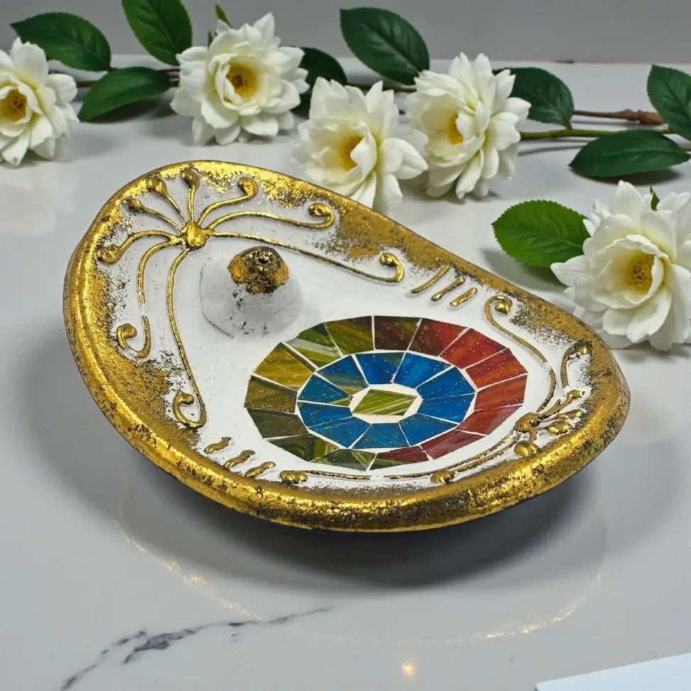 Incense Stick Burner Mosaic Oval