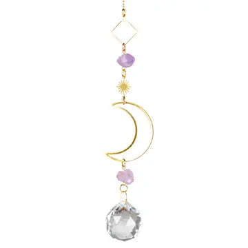 Moon with Amethyst Crystal Suncatcher