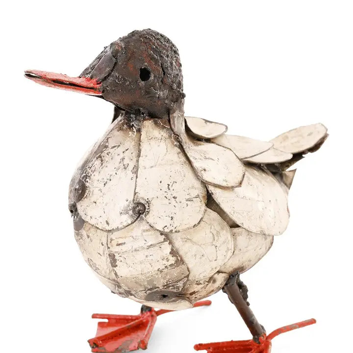 Recycled Metal Fluffy Duck Sculpture