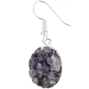 Amethyst Druzy Oval Earrings