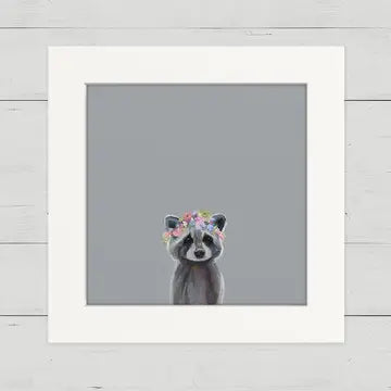 Baby Raccoon with Flowers Mini Canvas