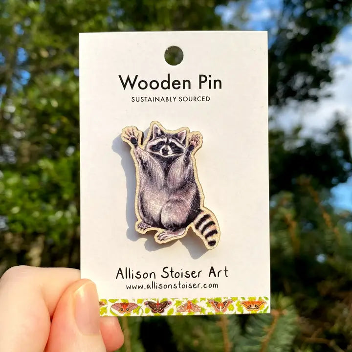 Raccoon Wonder Wooden Pin