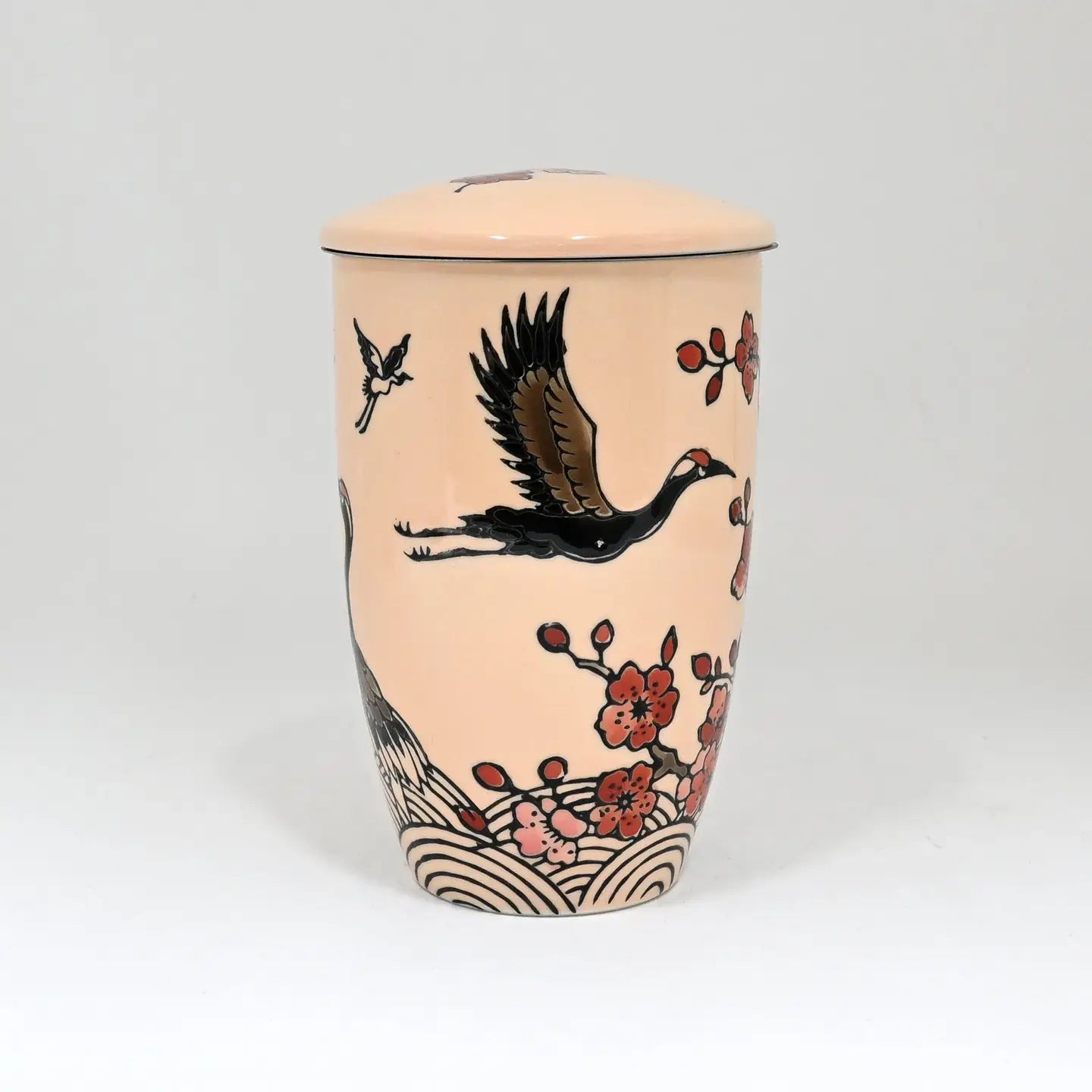 Tea Infuser Mug 15oz Crane Flower