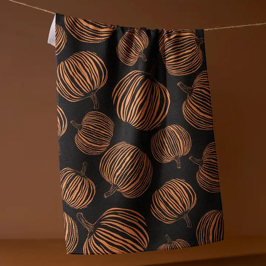 Geometry Tea Towel: Pumpkin Noir