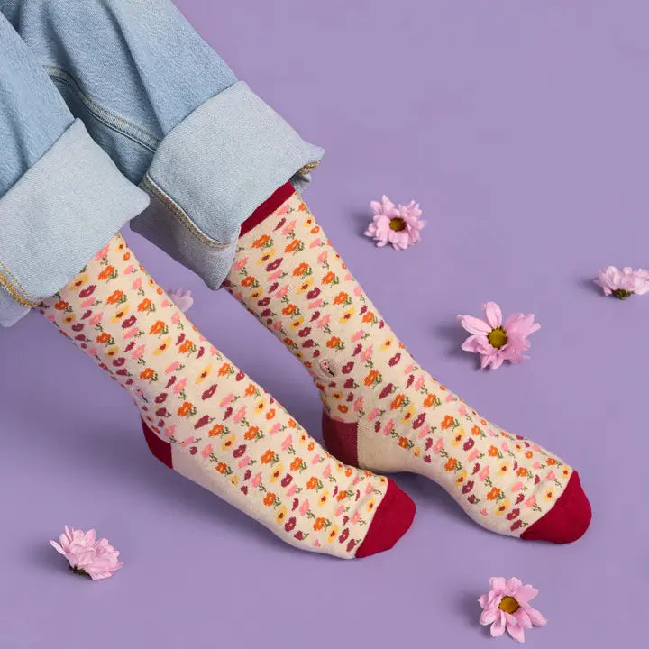 Socks That Support Women's Equality Pink Floral