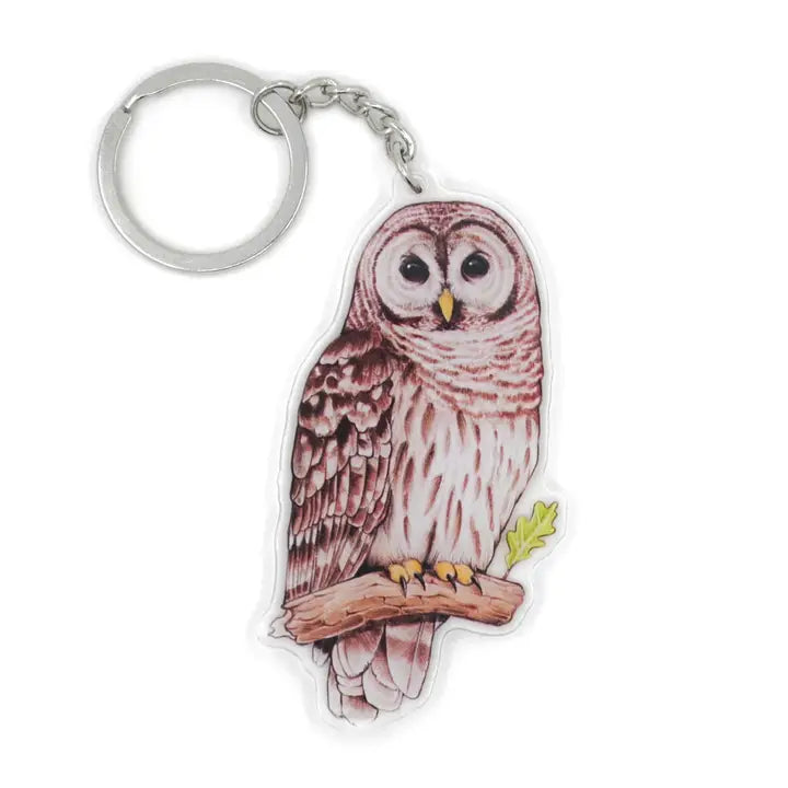 Barred Owl Double Sided Acrylic Keychain