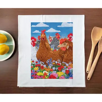 Chickens Celebrating Kitchen Towel