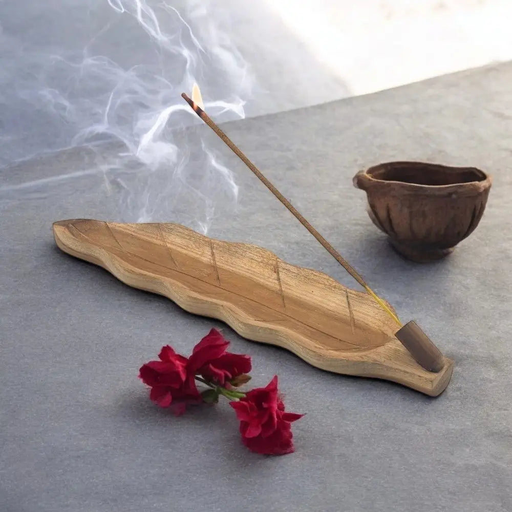 Incense Stick Burner Teak Root Leaf