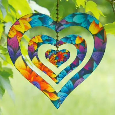 Multicolor Concentric Floral Heart Ornament