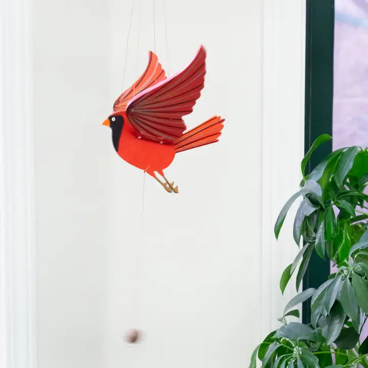 Cardinal Bird Flying Mobile