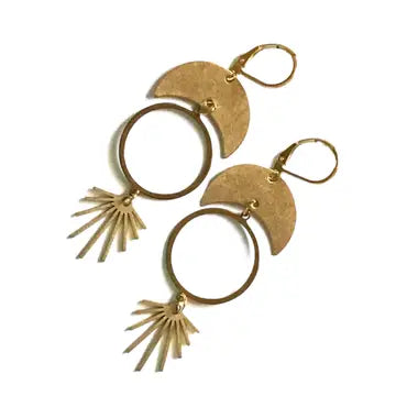 Brass Long Celestial Earrings