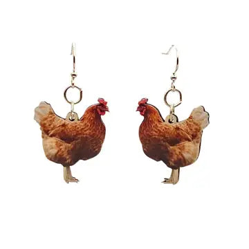 Wooden Earrings - Chicken