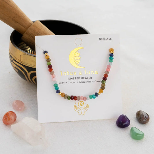 Gold Master Healer 4mm Beveled Necklace