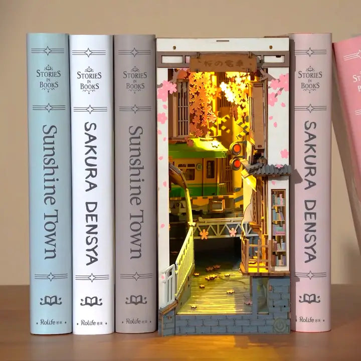 DIY Miniature Book Nook Kit: Sakura Densya