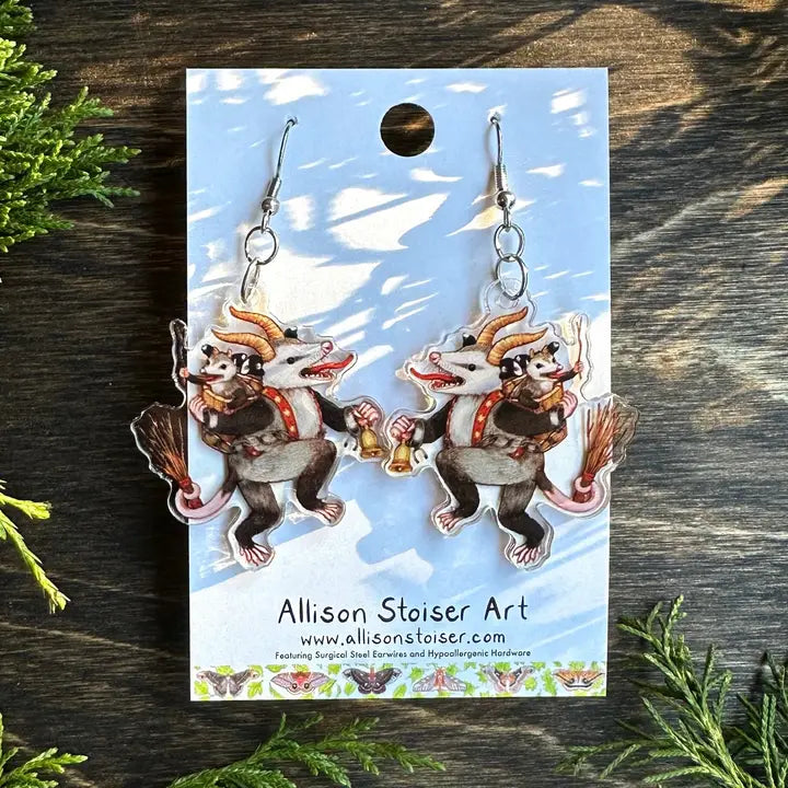 Acrylic Krampus Opossum Earrings