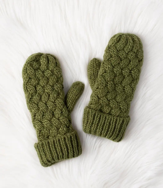 Olive Knit Mittens