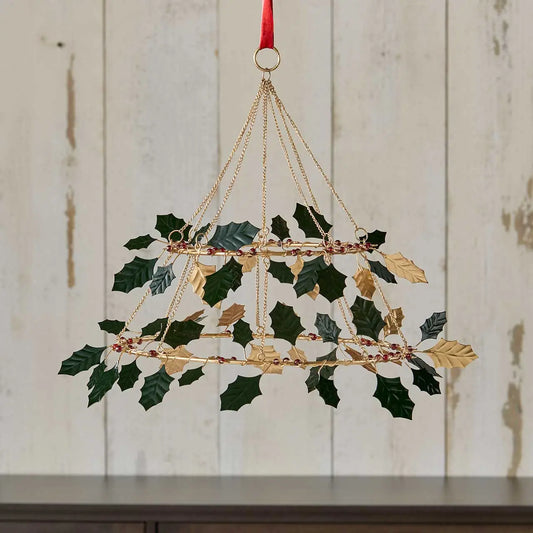 Holly Wreath Chandelier Mobile