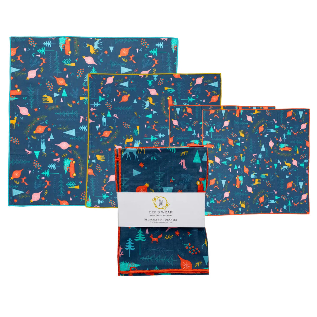 Cotton Reusable Gift Wrap Winter Wonderland