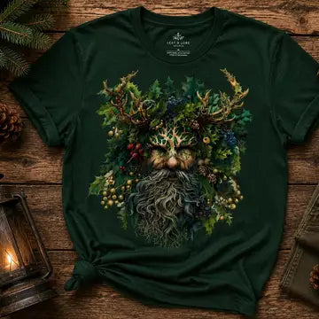 Green Man Forest Spirit Holly King T-Shirt