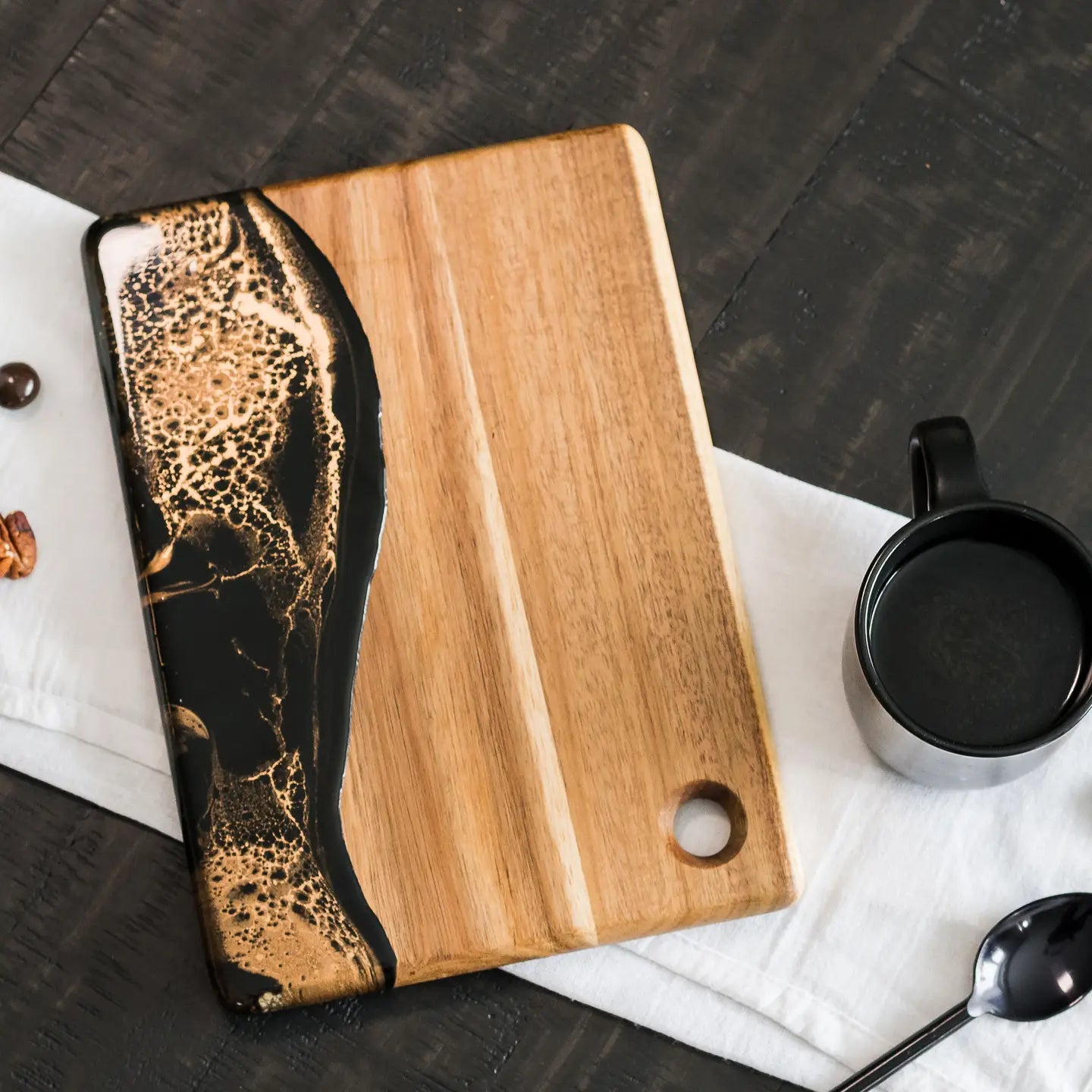 Wood Resin Cheeseboard Black Ember Small