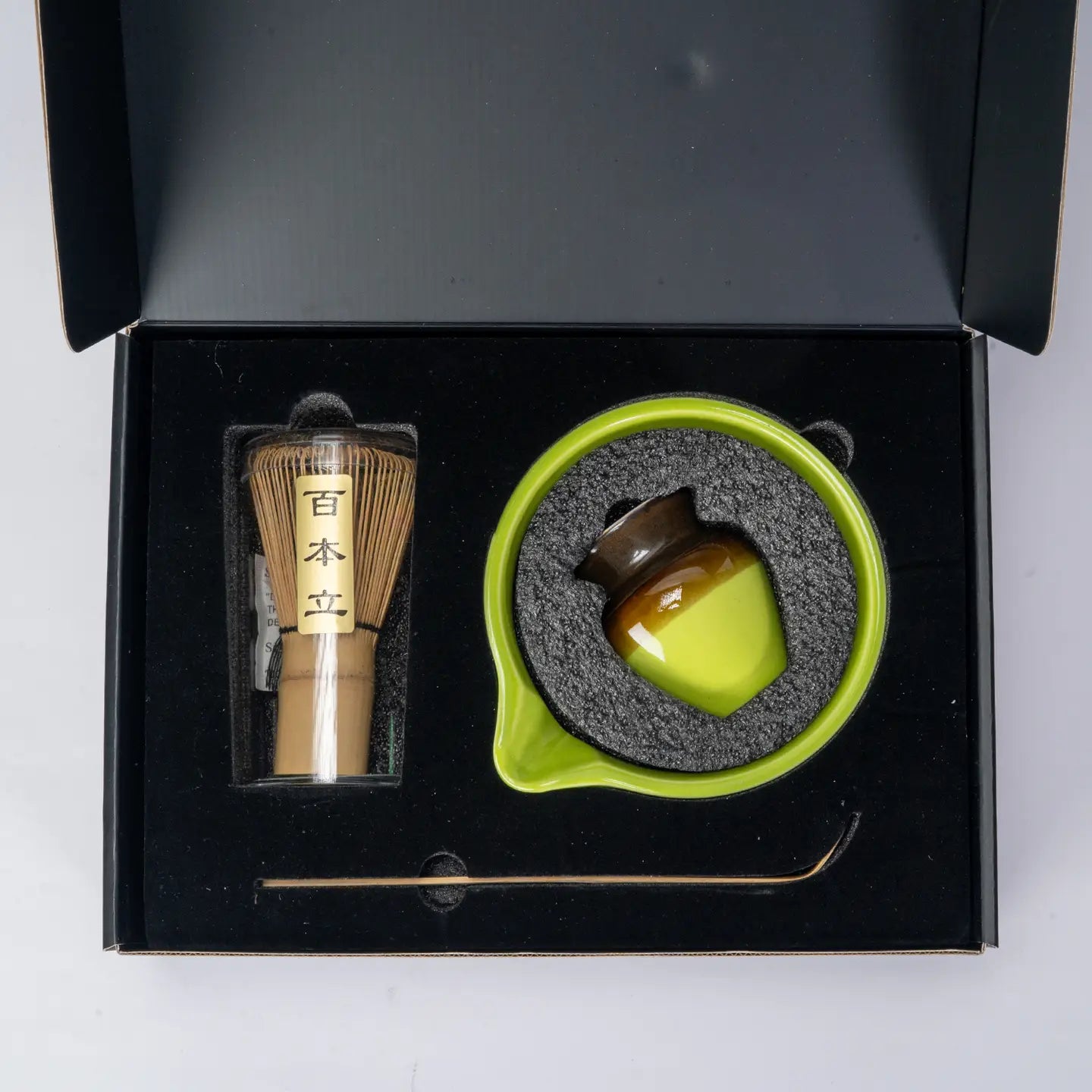 4 Piece Ceremonial Matcha Bowl, Whisk, stand and Scoop Set
